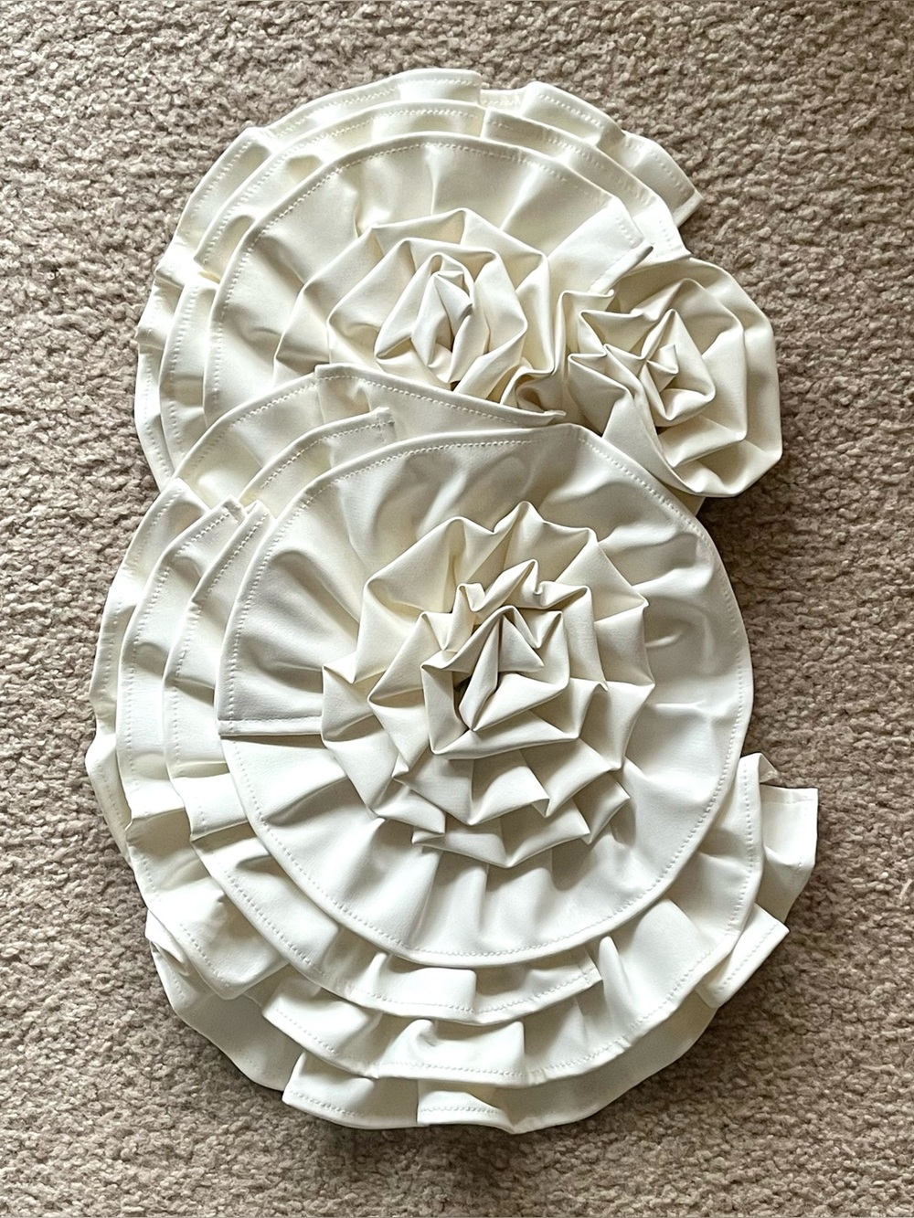 Akira giant white faux leather triple flower brooch pin